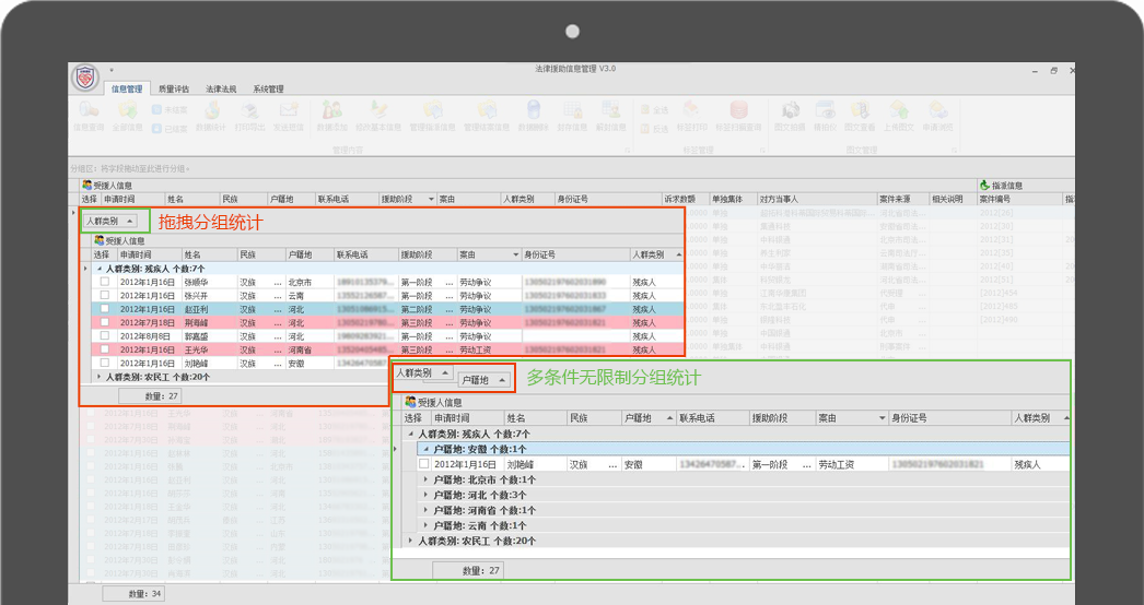 斯科德法援信息管理系统-分组统计